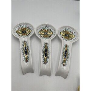 Nova Deruta Spoon Rest Italy Yellow Green Blue   11" Lot Of  3